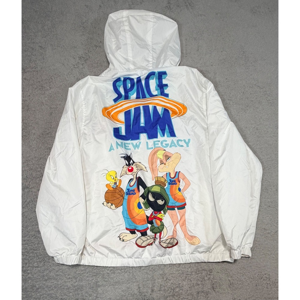 Members Only Space Jam A New Legacy Windbreaker Jacket White Mens XL Lola Bunny